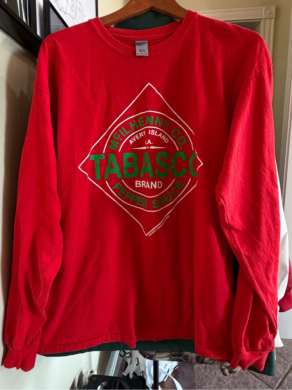 Tabasco Long Sleeve Graphic Tee XL Red Avery Island Louisiana Shirt